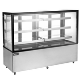 72″ Three (3) Shelf Square Glass Floor Refrigerated Display Case, 28.61 cu.ft. (810 Liter), Stainless Steel